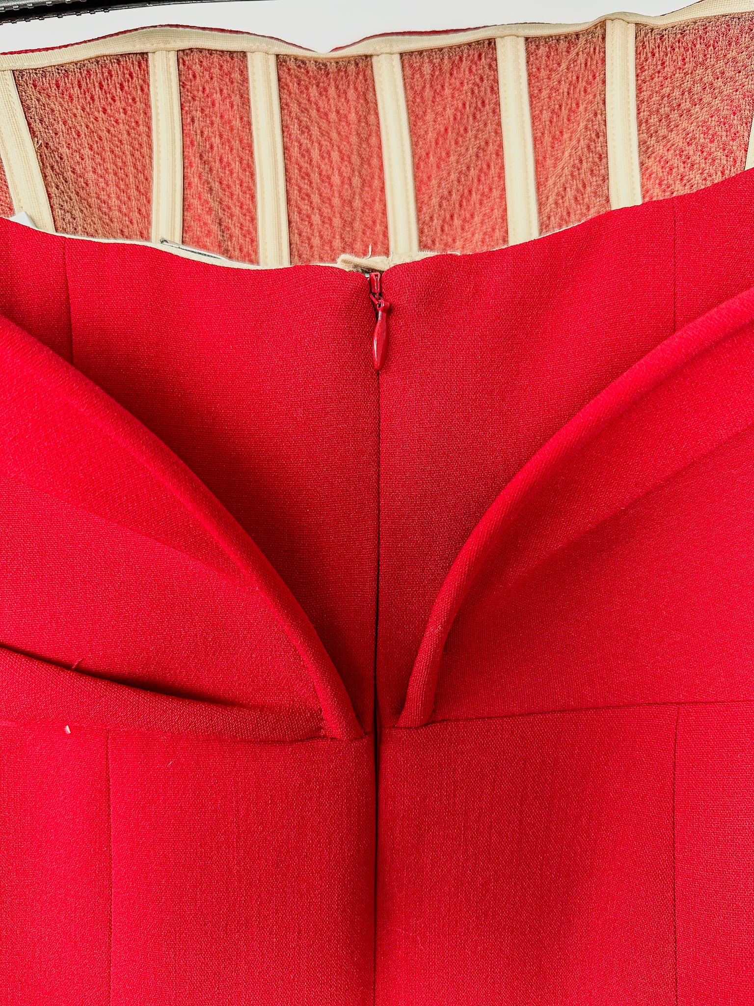 Magda Butrym Red Sculptural Rose Floral Appliquéd Wool Blend Corset Mini Dress