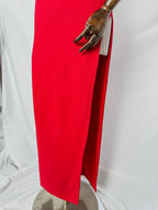 Mônot Red Cut-Out Thigh High Slit Leg Gown