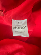 Mônot Red Cut-Out Thigh High Slit Leg Gown