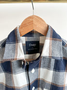 Drake's Check Heavy Cotton Navy White Work Shirt - House Of Huntington