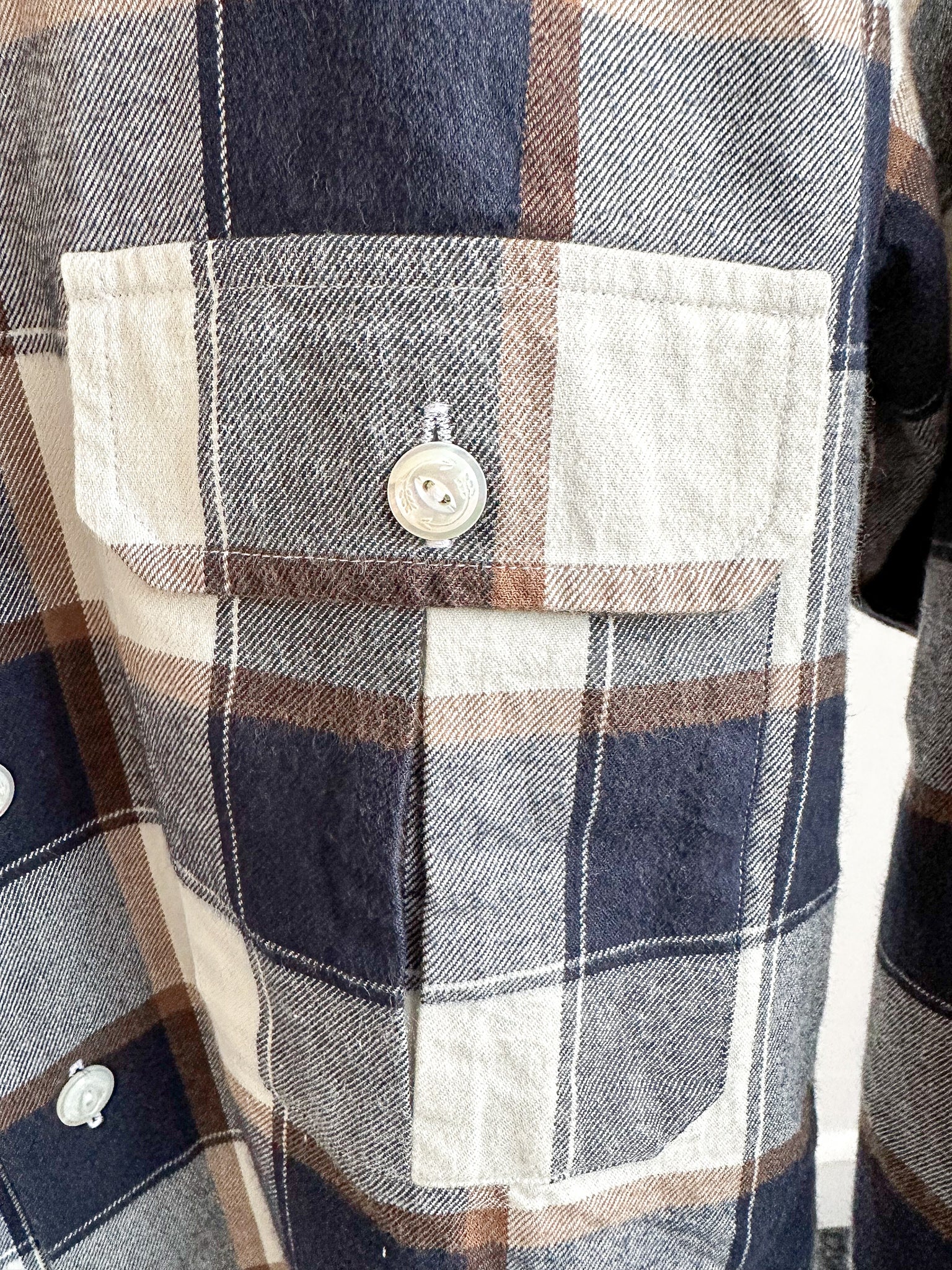 Drake's Check Heavy Cotton Navy White Work Shirt - House Of Huntington