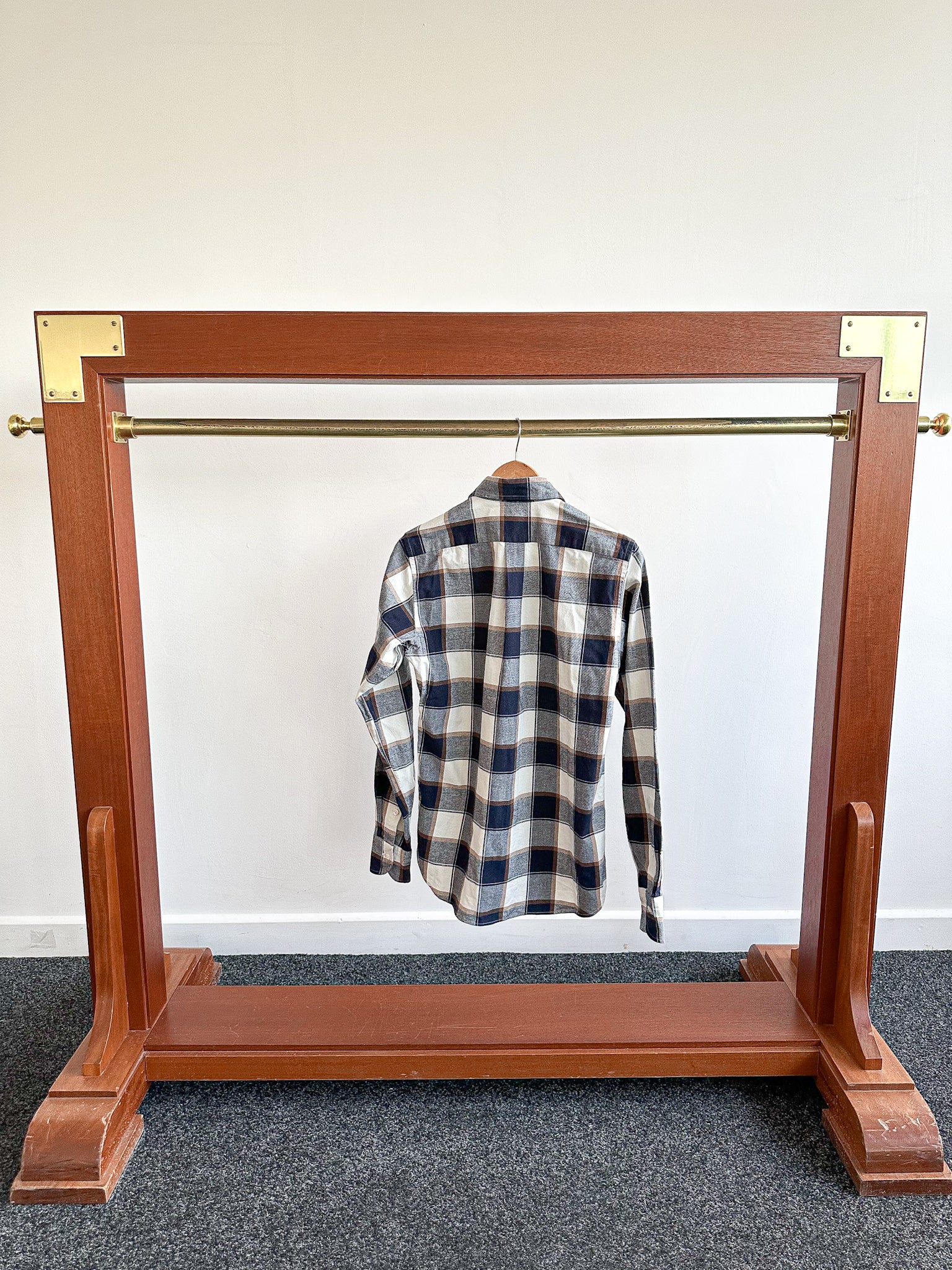 Drake's Check Heavy Cotton Navy White Work Shirt - House Of Huntington