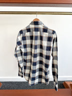 Drake's Check Heavy Cotton Navy White Work Shirt - House Of Huntington