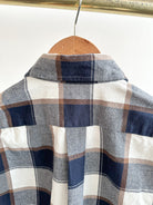 Drake's Check Heavy Cotton Navy White Work Shirt - House Of Huntington