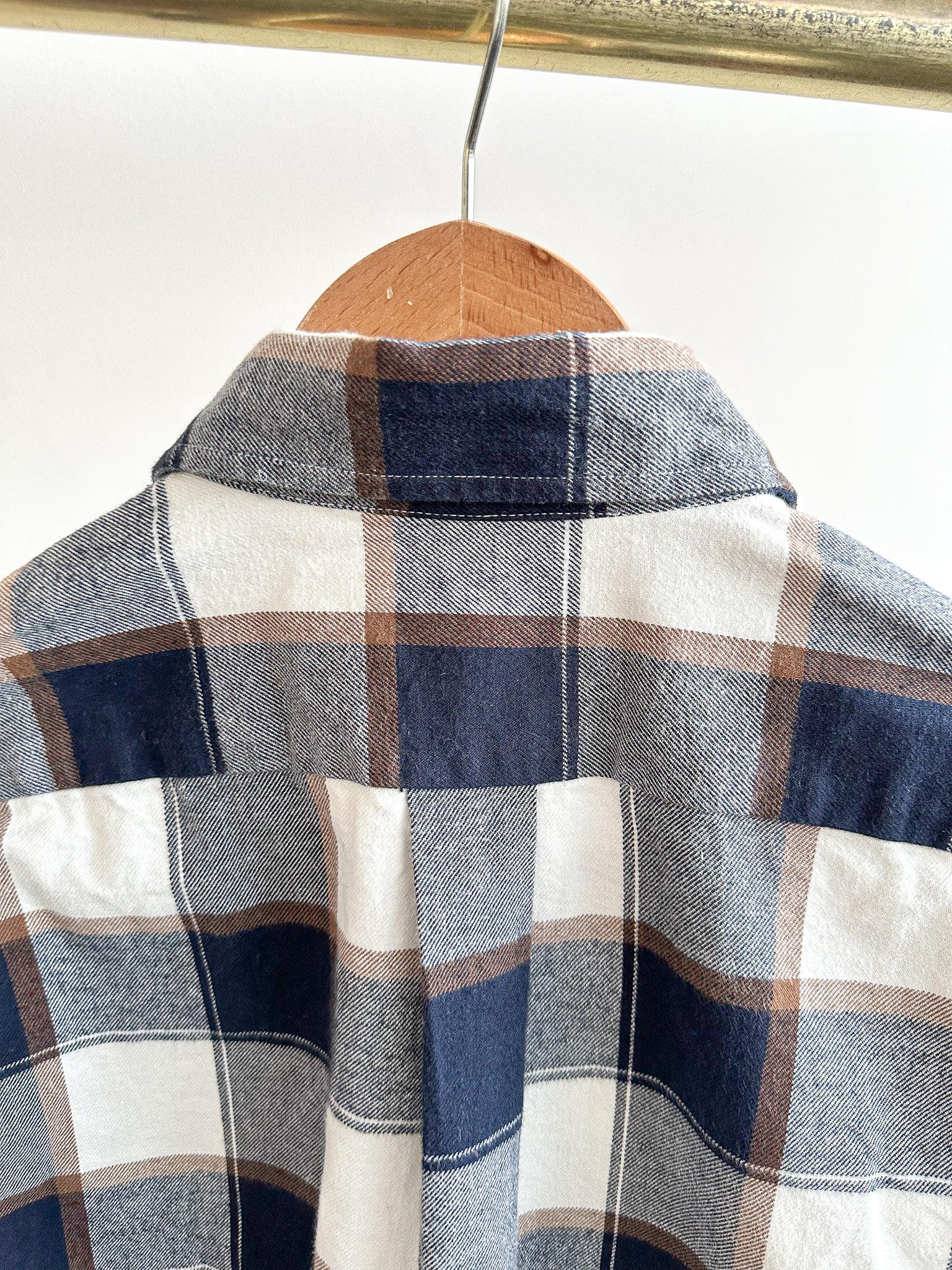 Drake's Check Heavy Cotton Navy White Work Shirt - House Of Huntington