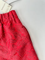 Monnalisa Girls Red Diamanté Heart Floral Brocade Shorts