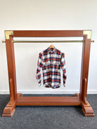 Drake's Milk White Navy Red Check Twill Work Shirt Overshirt - House Of Huntington
