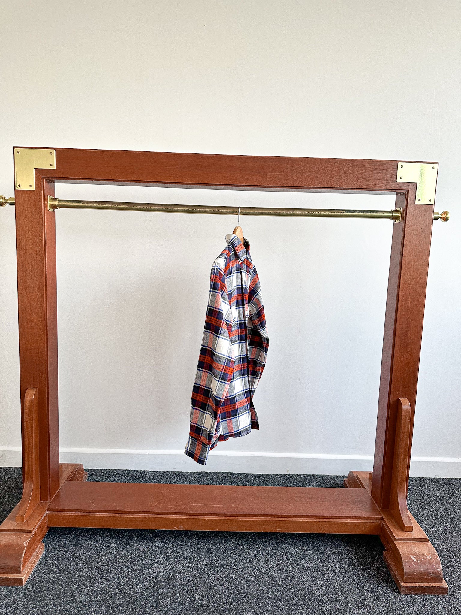 Drake's Milk White Navy Red Check Twill Work Shirt Overshirt - House Of Huntington