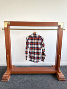 Drake's Milk White Navy Red Check Twill Work Shirt Overshirt - House Of Huntington