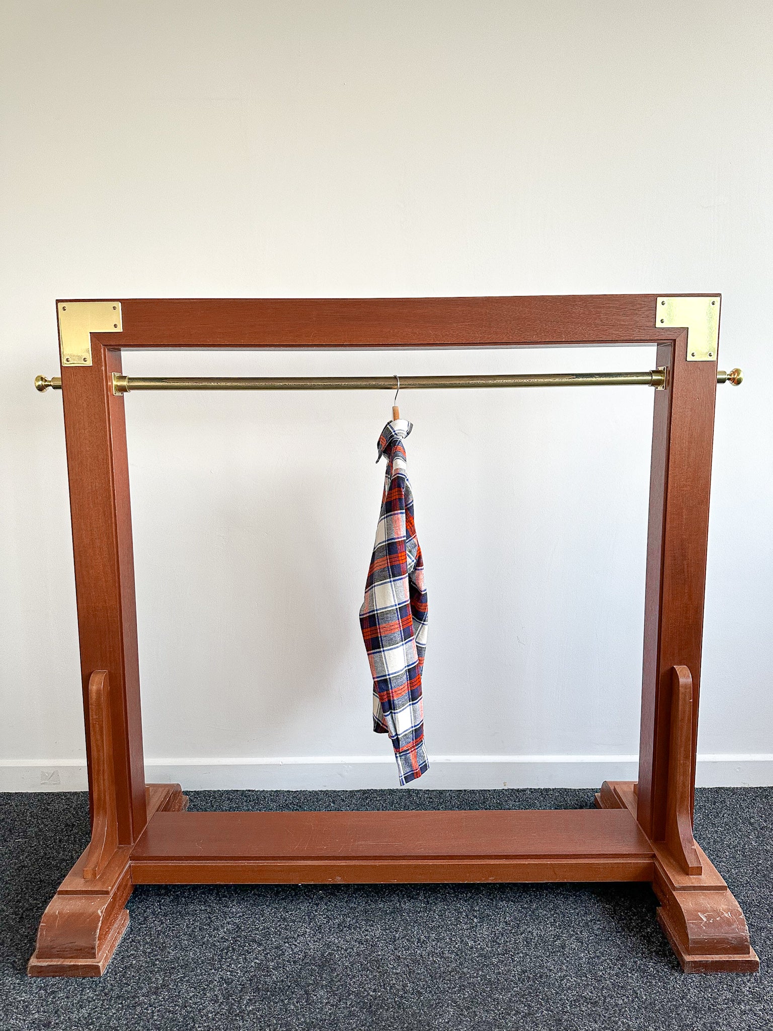 Drake's Milk White Navy Red Check Twill Work Shirt Overshirt - House Of Huntington