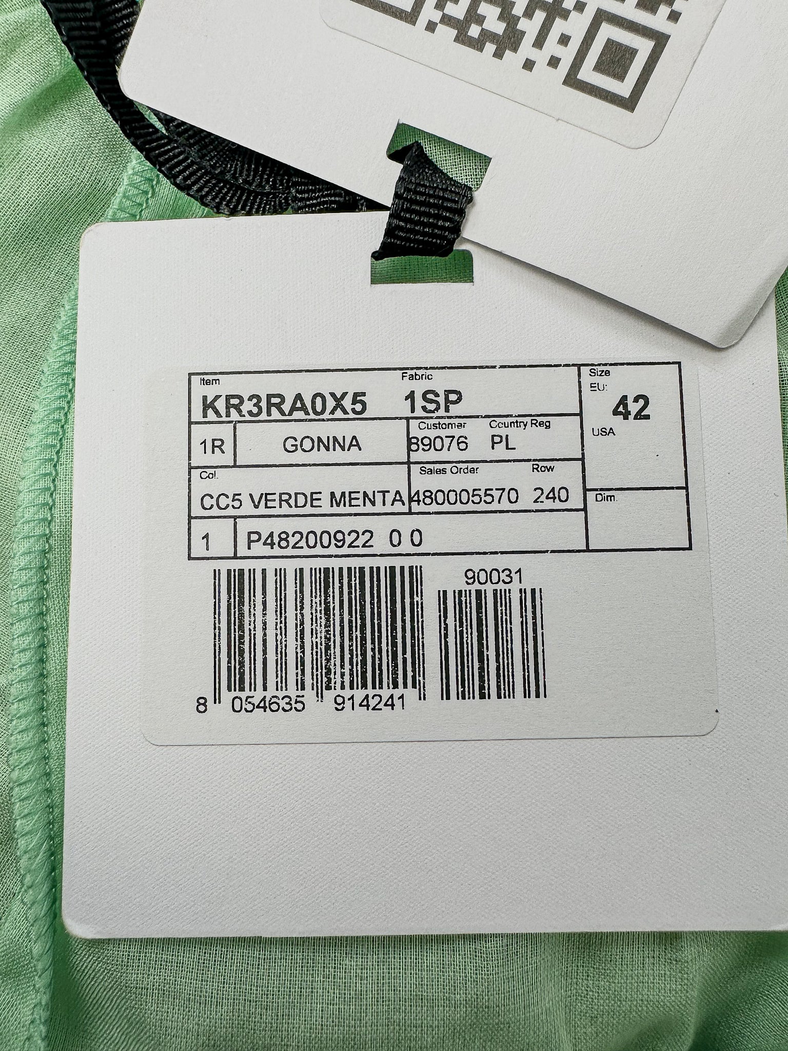 Jupe courte en tulle à volants et dentelle Point d'Esprit vert Red Valentino