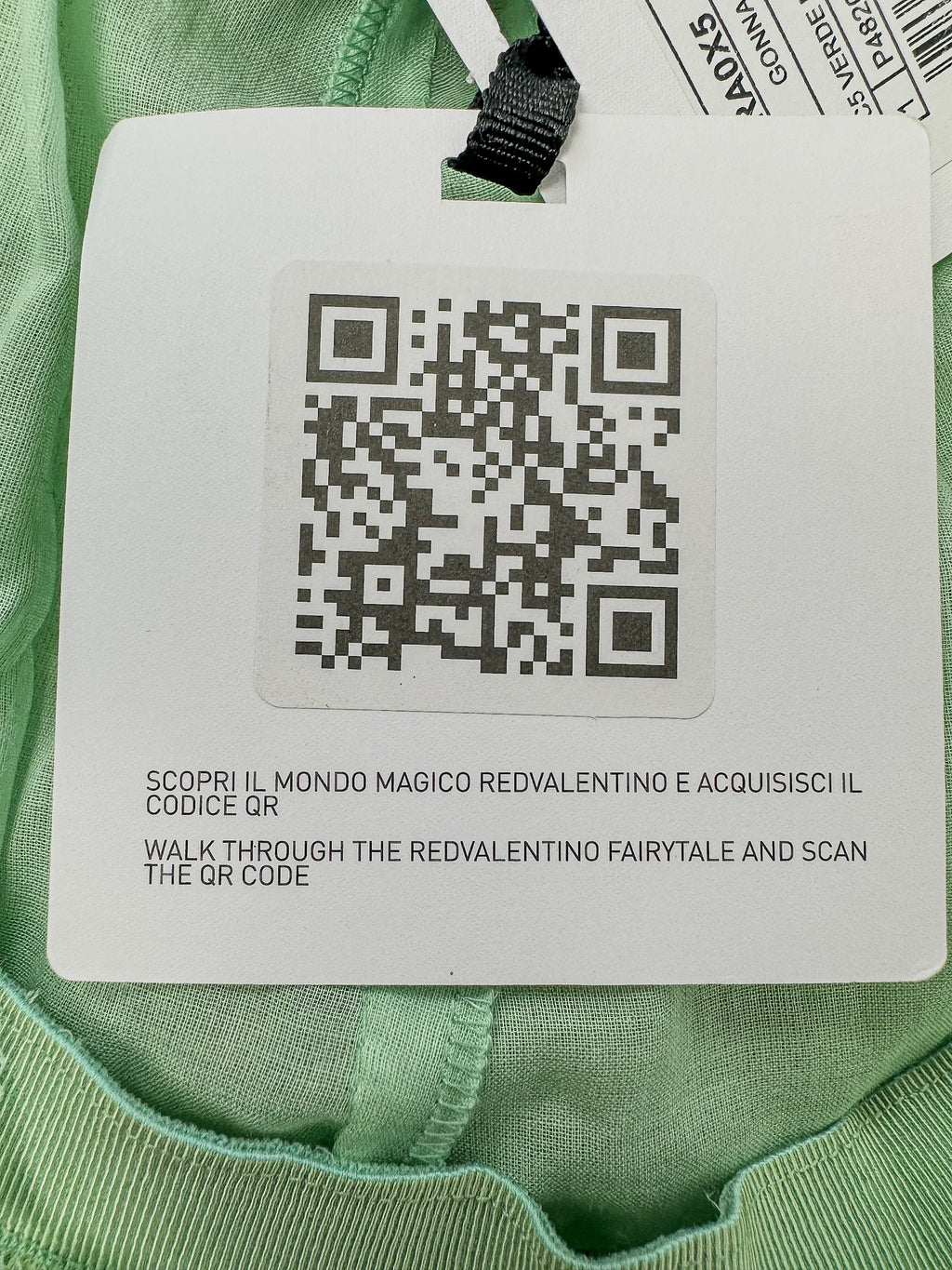 Jupe courte en tulle à volants et dentelle Point d'Esprit vert Red Valentino