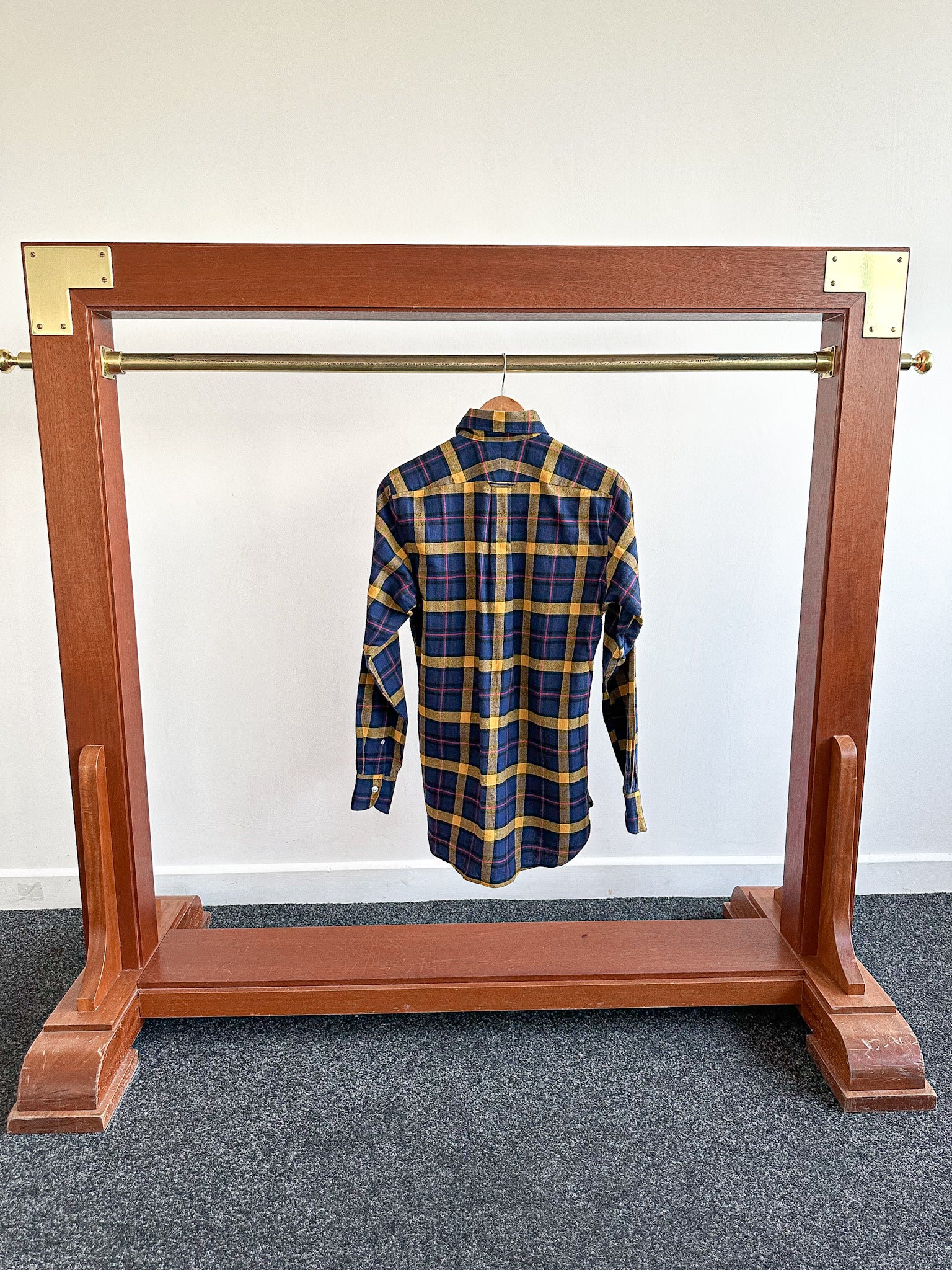 Drake's Navy Yellow Check Twill Work Shirt Overshirt - House Of Huntington