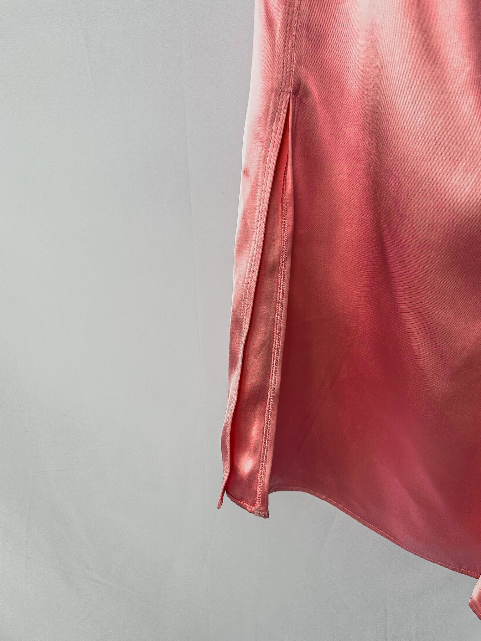 Stine Goya Pink Semi Heavy Satin V-Neck Sleeveless Midi Dress