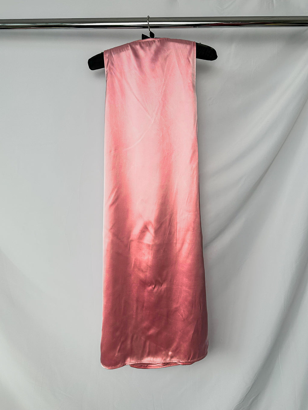 Stine Goya Pink Semi Heavy Satin V-Neck Sleeveless Midi Dress