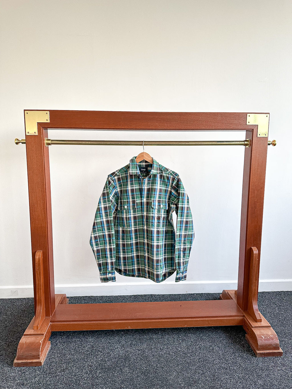 Drake's Check Heavyweight Cotton Green White Work Shirt Jacket - House Of Huntington