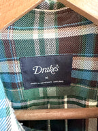 Drake's Check Heavyweight Cotton Green White Work Shirt Jacket - House Of Huntington