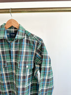 Drake's Check Heavyweight Cotton Green White Work Shirt Jacket - House Of Huntington