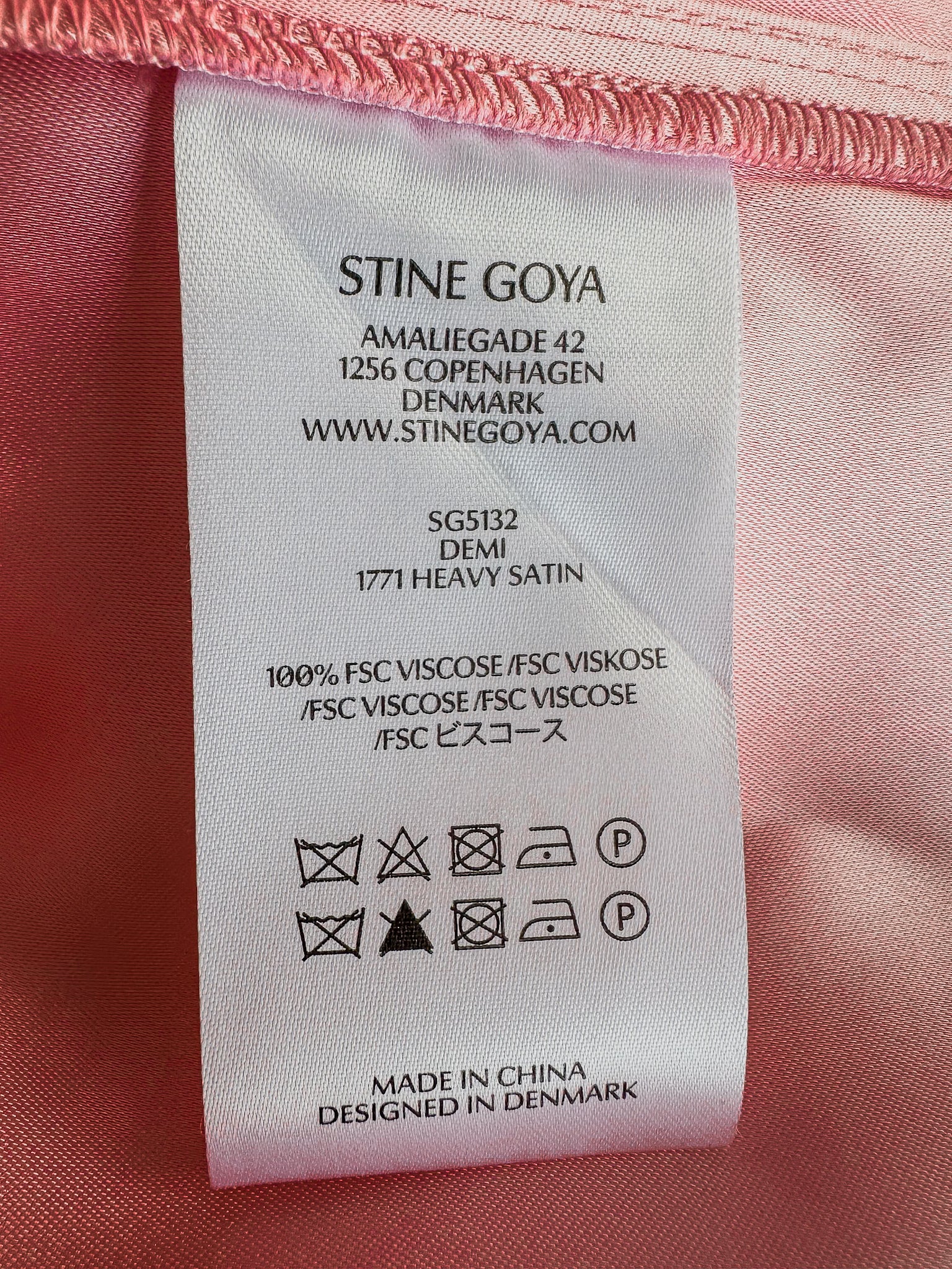 Stine Goya Pink Semi Heavy Satin V-Neck Sleeveless Midi Dress