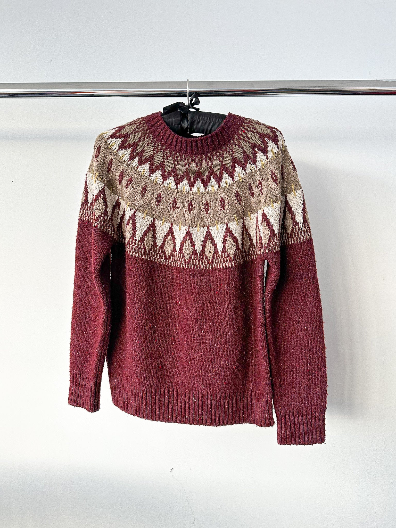 Re/Done Fair Isle Argyle Wool Relaxed Crew Neck Knitted Jumper