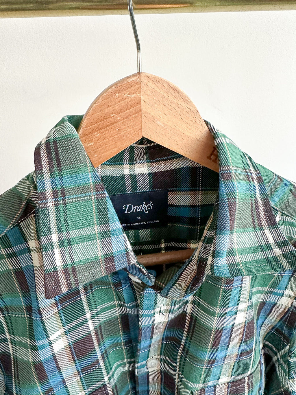 Drake's Check Heavyweight Cotton Green White Work Shirt Jacket - House Of Huntington