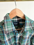 Drake's Check Heavyweight Cotton Green White Work Shirt Jacket - House Of Huntington
