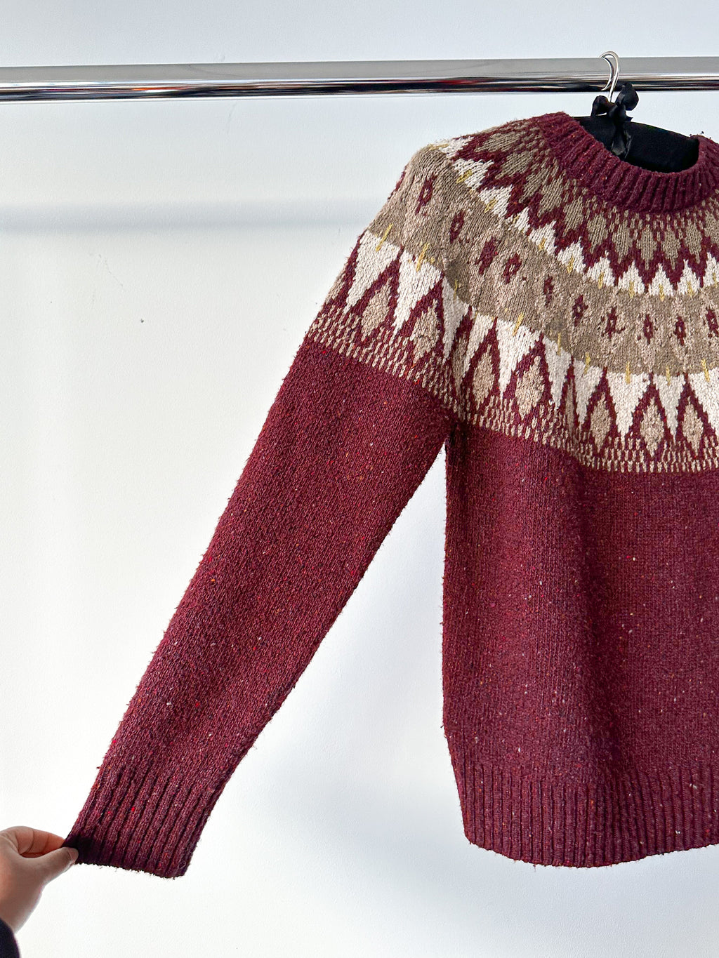 Re/Done Fair Isle Argyle Wool Relaxed Crew Neck Knitted Jumper