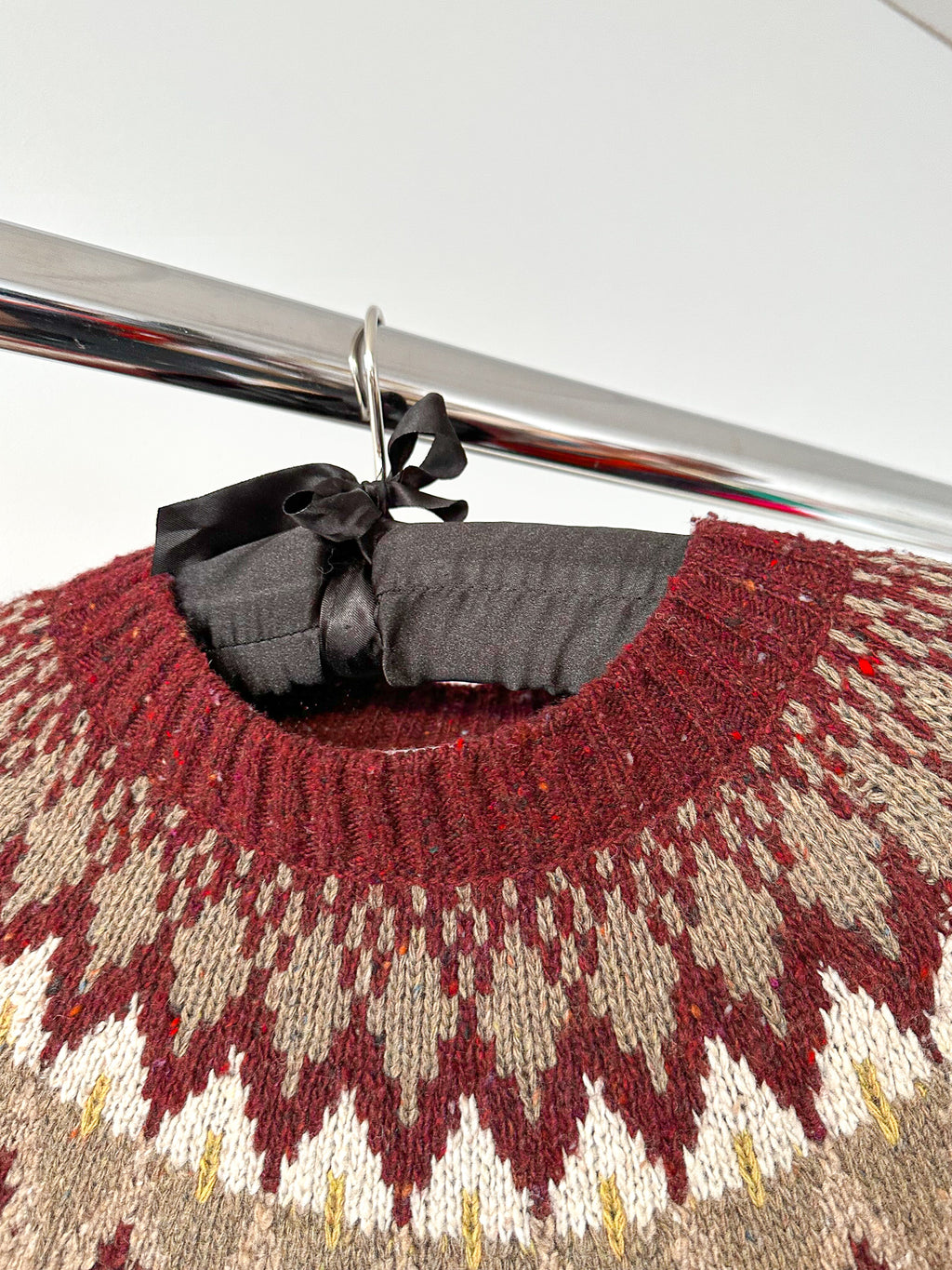 Re/Done Fair Isle Argyle Wool Relaxed Crew Neck Knitted Jumper