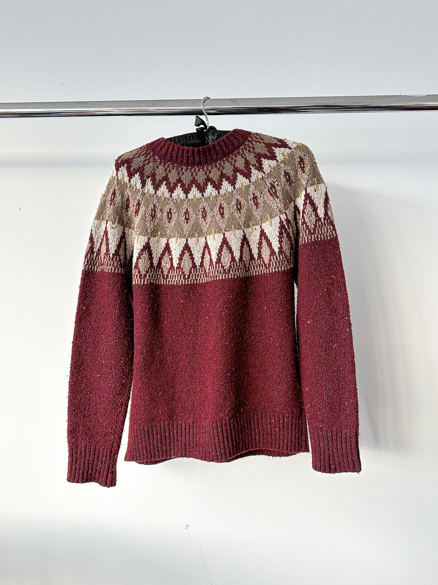 Re/Done Fair Isle Argyle Wool Relaxed Crew Neck Knitted Jumper