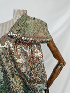 Halpern Sequinned One Shoulder Multicoloiur Party Dress