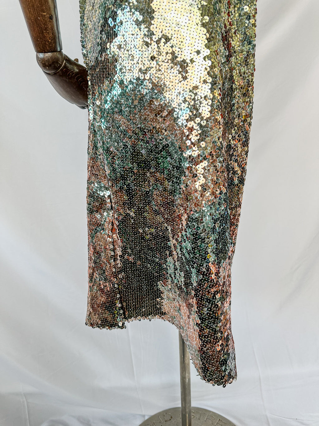 Halpern Sequinned One Shoulder Multicoloiur Party Dress