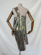 Halpern Sequinned One Shoulder Multicoloiur Party Dress