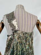 Halpern Sequinned One Shoulder Multicoloiur Party Dress