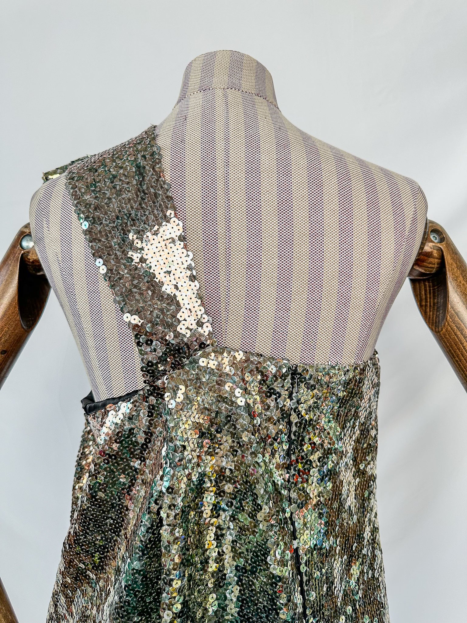 Halpern Sequinned One Shoulder Multicoloiur Party Dress