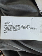 Halpern Sequinned One Shoulder Multicoloiur Party Dress