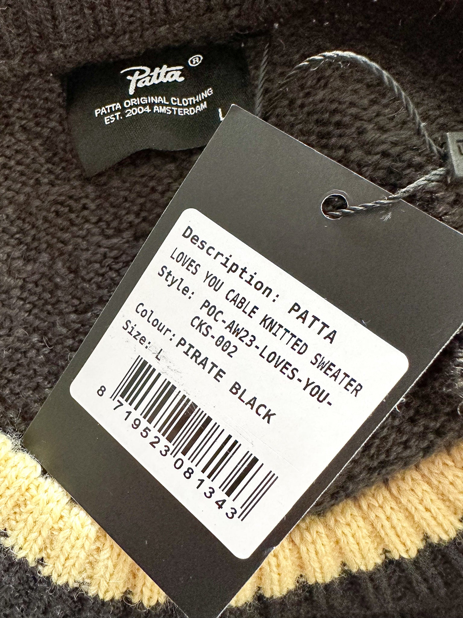 Patta Loves You Cable Knitted Pirate Black Jumper