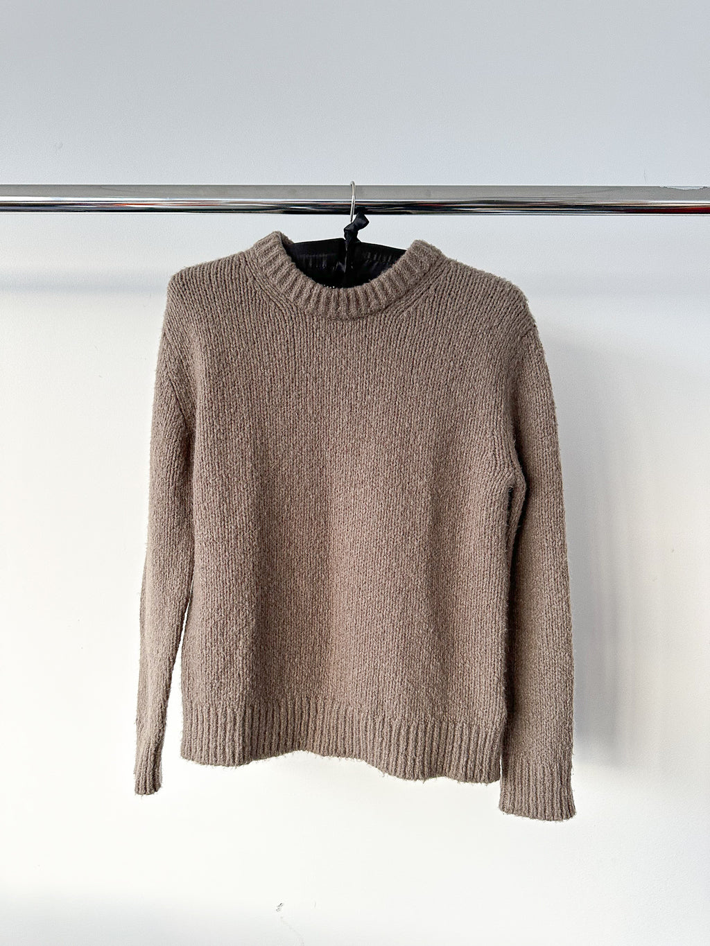 Gant Wool Boucle Crew Neck Jumper In Brown