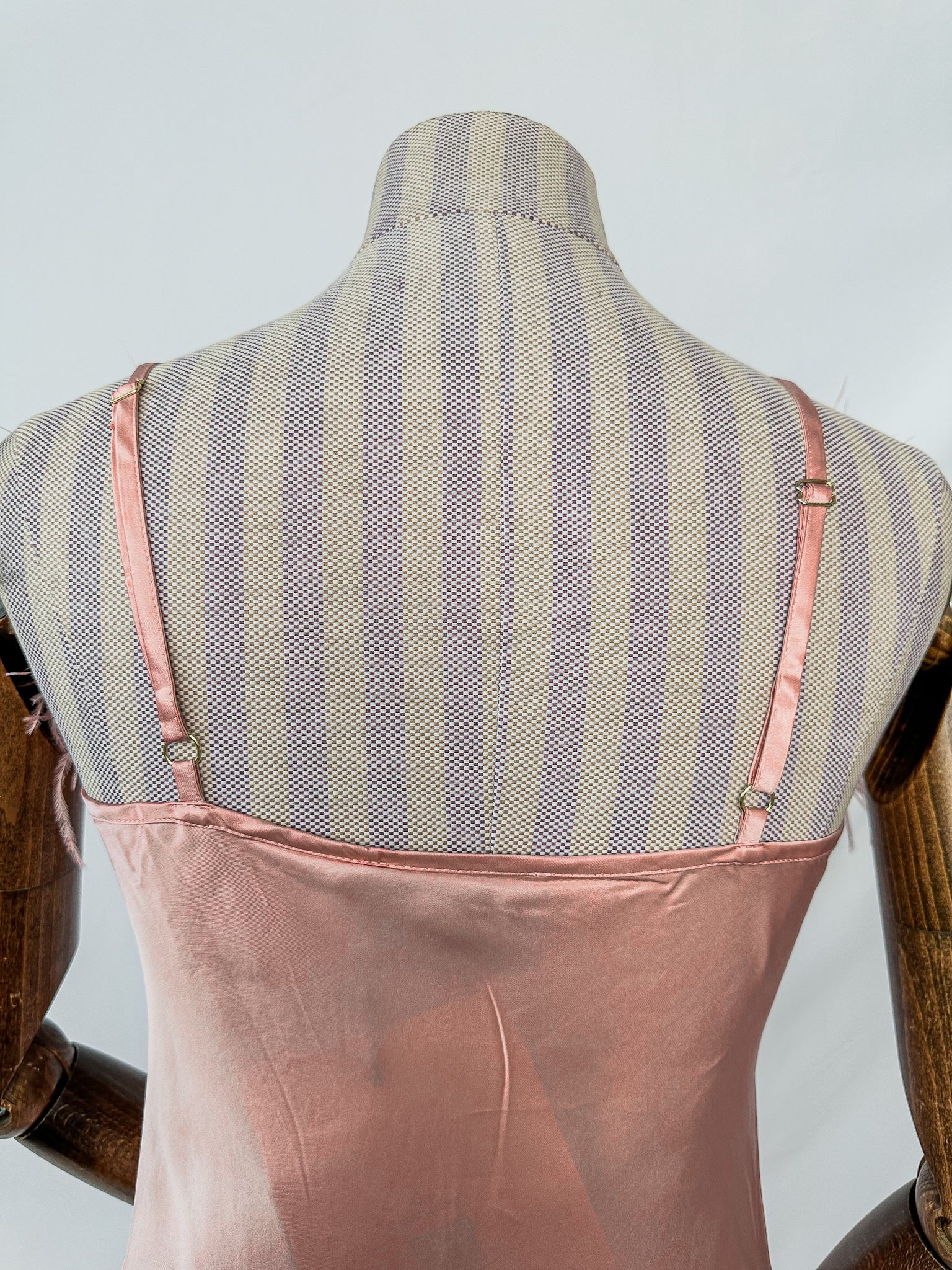 Sleeper Boheme Pink Satin Ostrich Feather Trim Midi Slip Dress