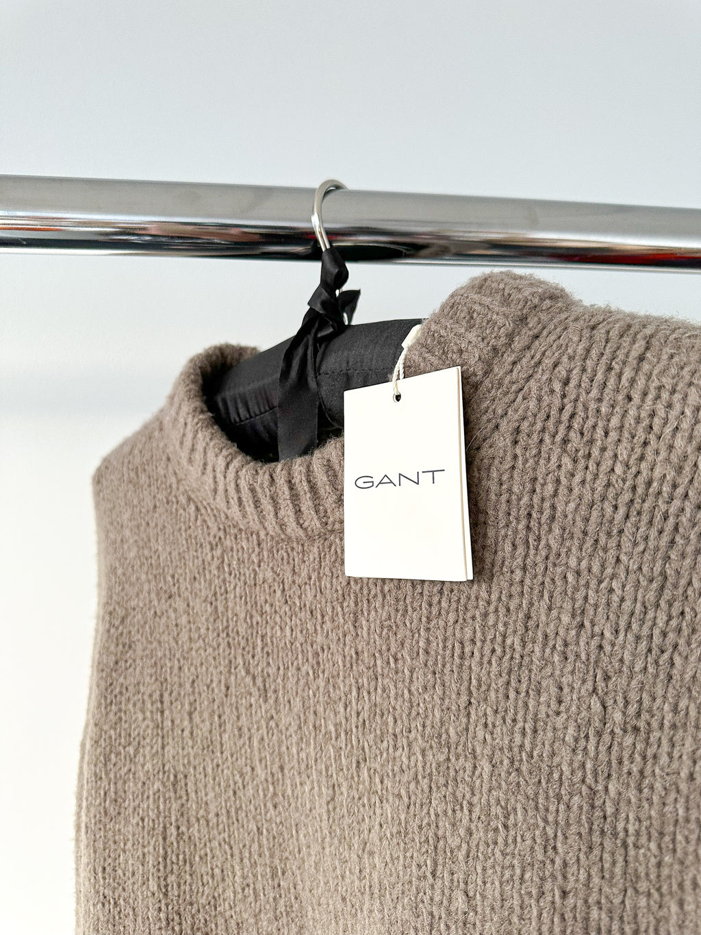 Gant Wool Boucle Crew Neck Jumper In Brown