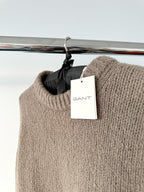 Gant Wool Boucle Crew Neck Jumper In Brown