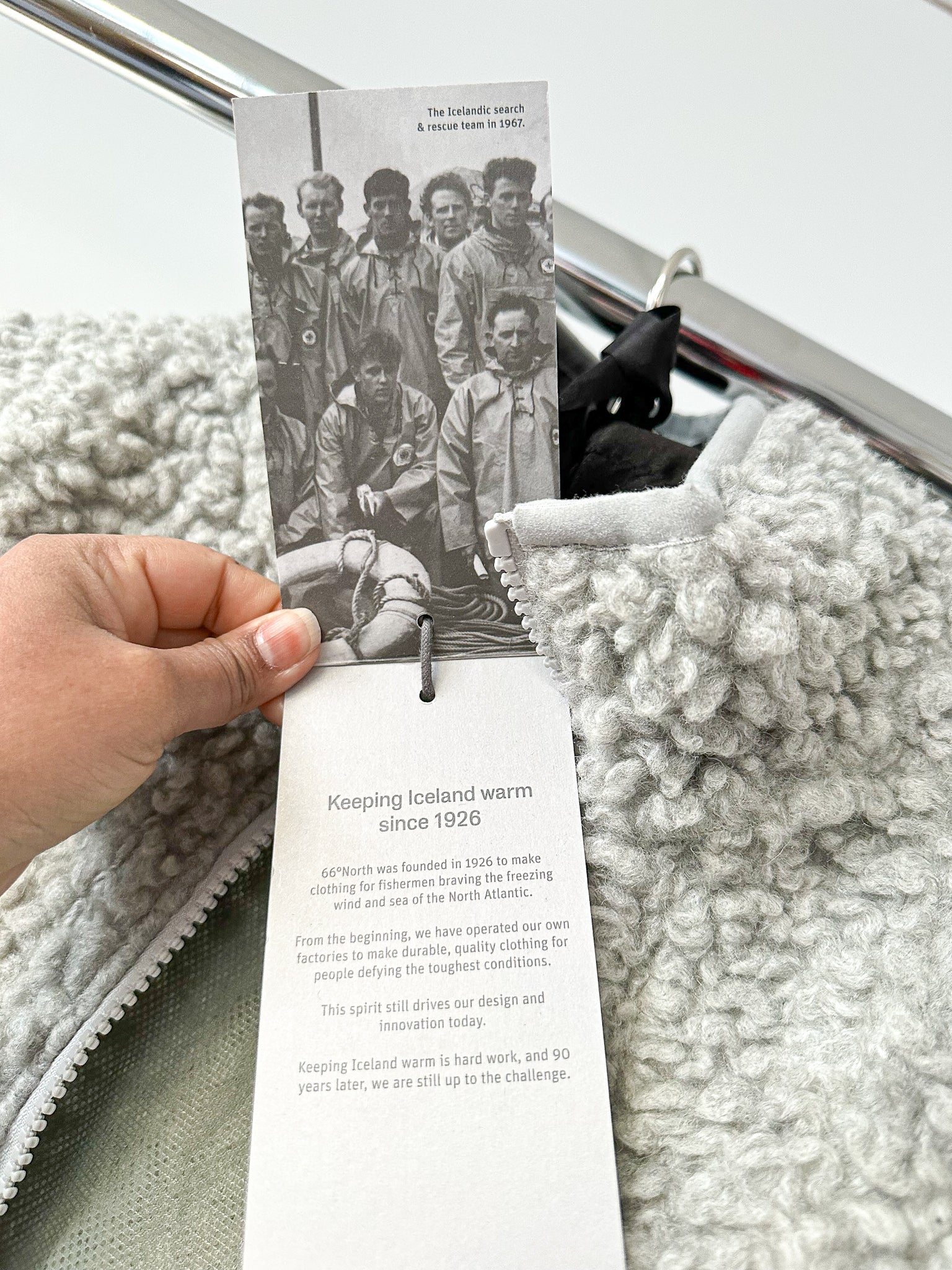 66° North Grey Varmahlid Shearling Teddy Fleece Cardi Coat