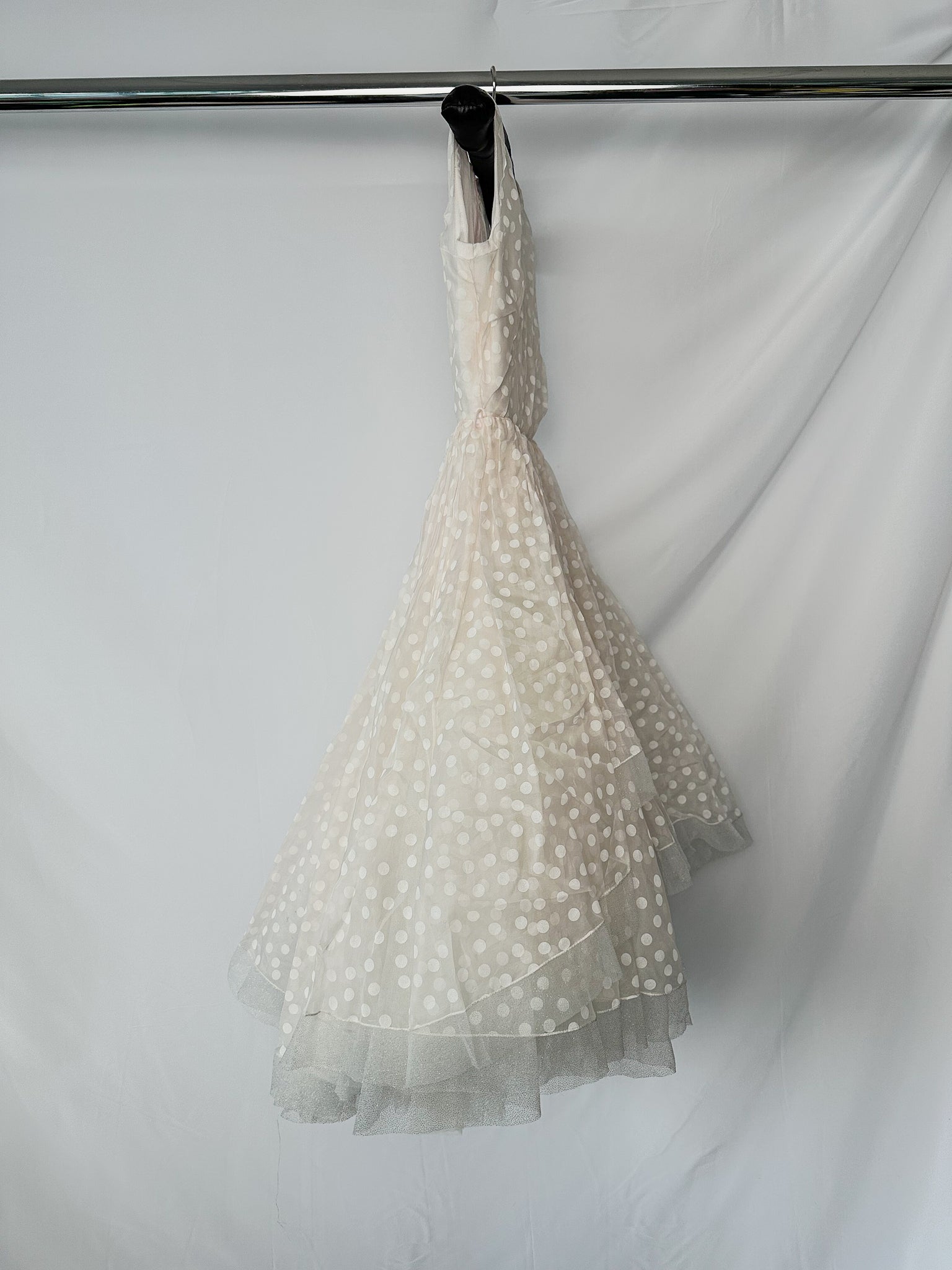 Monnalisa Girls Polka Dot Organza Full Skirt Tulle Rose Dress (FLAWS)