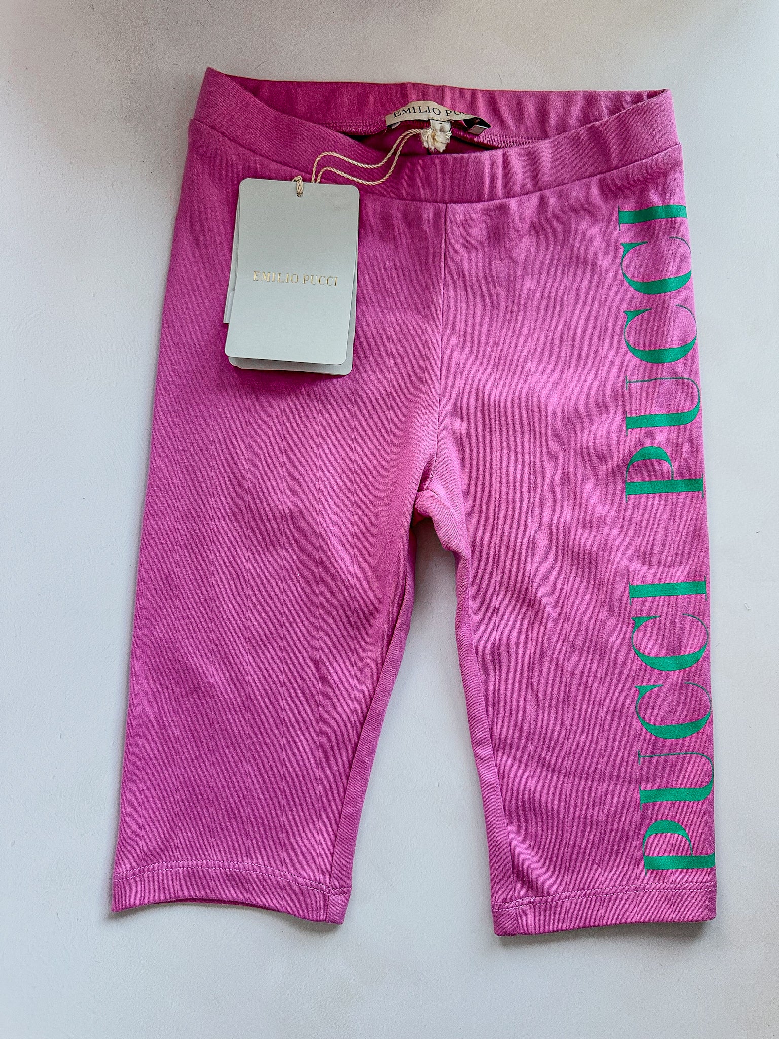 Pucci Girls Pink Logo Cropped Leggings