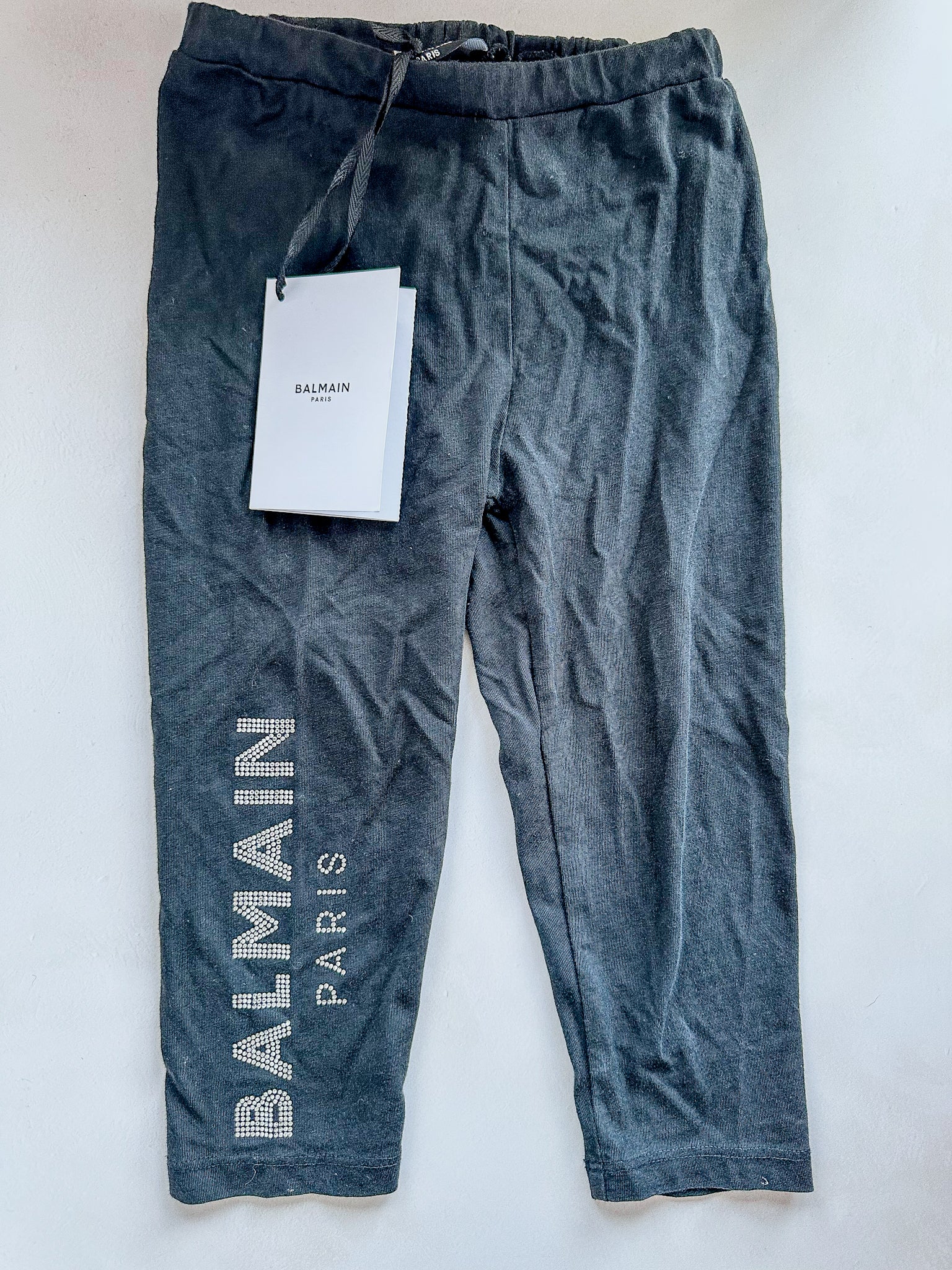 Balmain Baby Girl's Diamante Side Logo Black Leggings