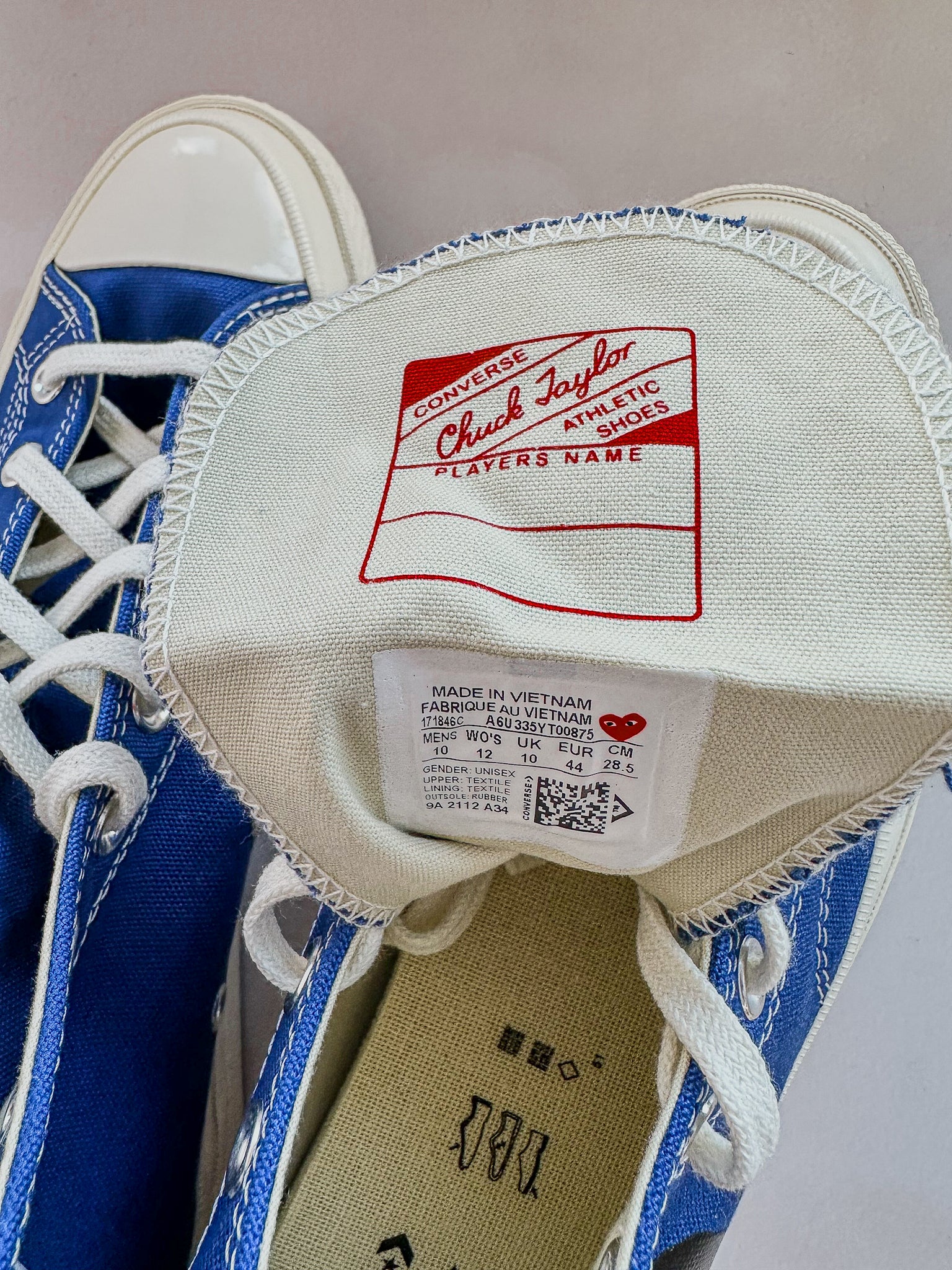 Converse X Comme Des Garçons Blue Chuck 70 Hi Tops