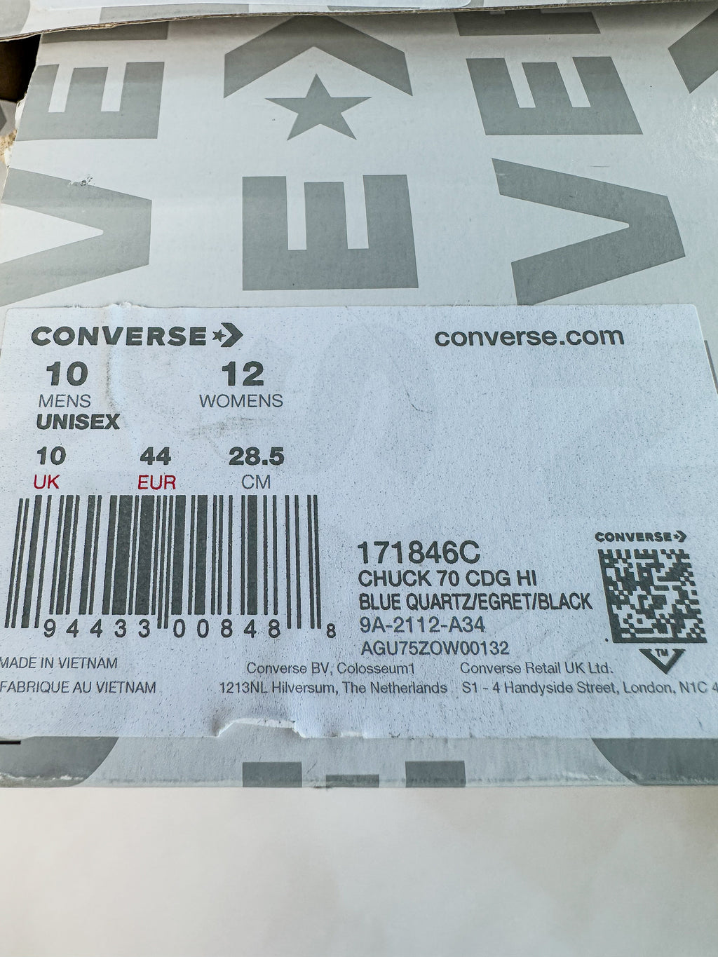 Converse X Comme Des Garçons Blue Chuck 70 Hi Tops