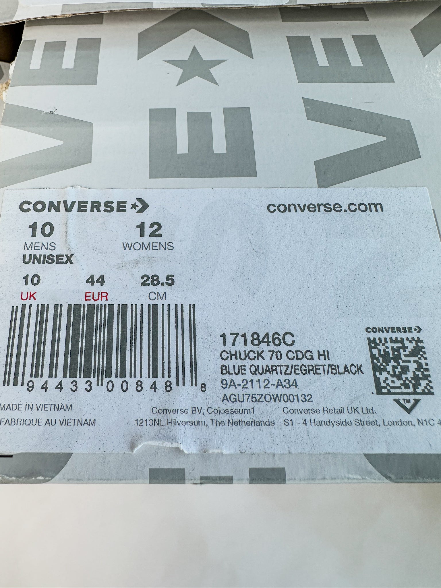 Converse X Comme Des Garçons Blue Chuck 70 Hi Tops