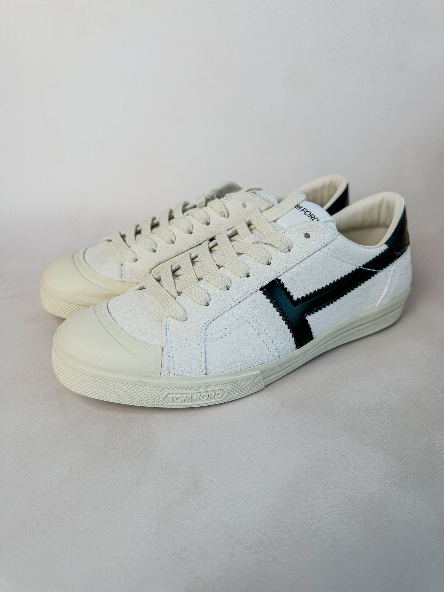 Tom Ford White Cambridge Suede Low Top Sneakers