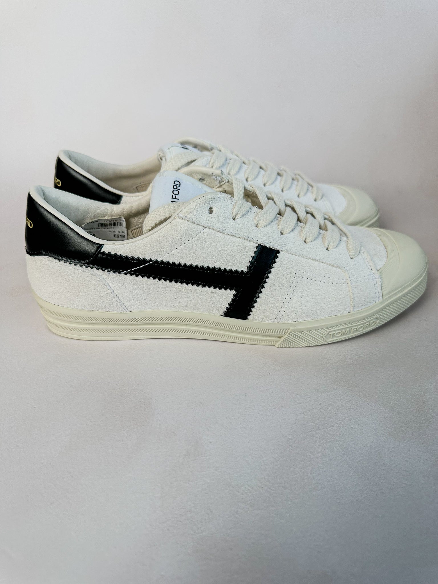 Tom Ford White Cambridge Suede Low Top Sneakers