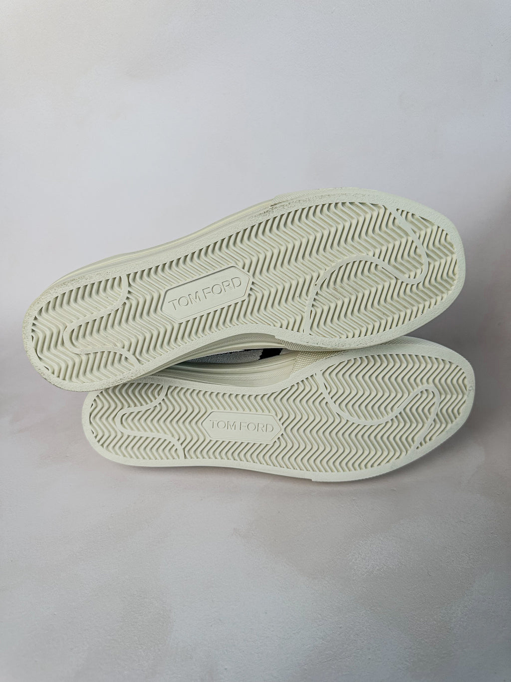 Tom Ford White Cambridge Suede Low Top Sneakers